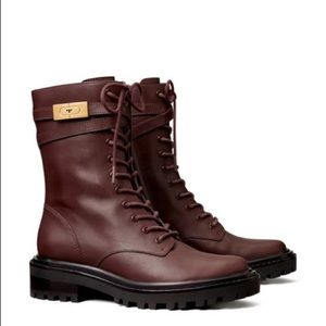 Tory Burch THardware Leather Ankle Boots With Logo